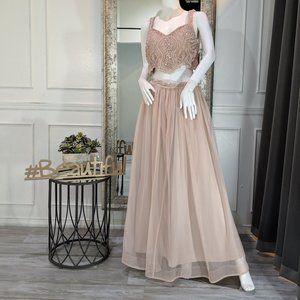 Pink Blush 2 Piece Formal Evening Prom Dress Gown